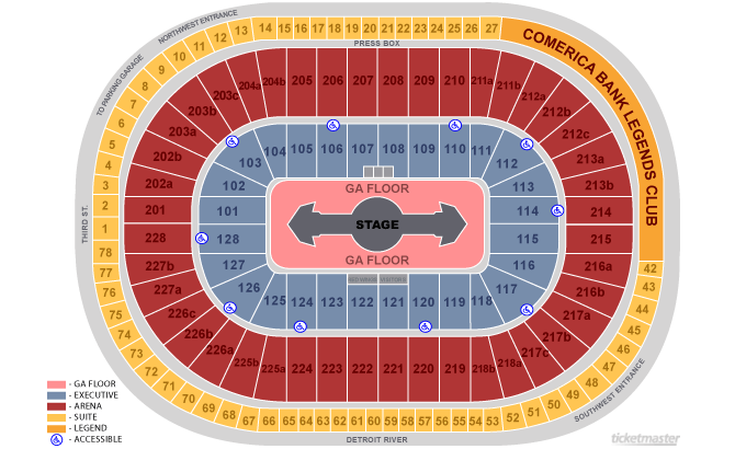 Little Caesars Arena Detroit Michigan Seating Chart