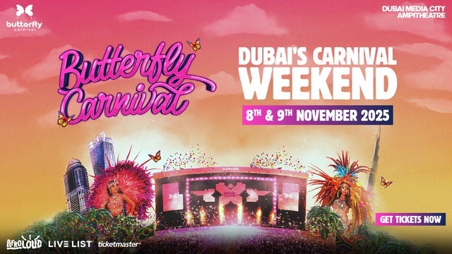 Butterfly Carnival | Weekend Pass 8-9 November in Dubai Media City Amphitheatre 08/11/2025