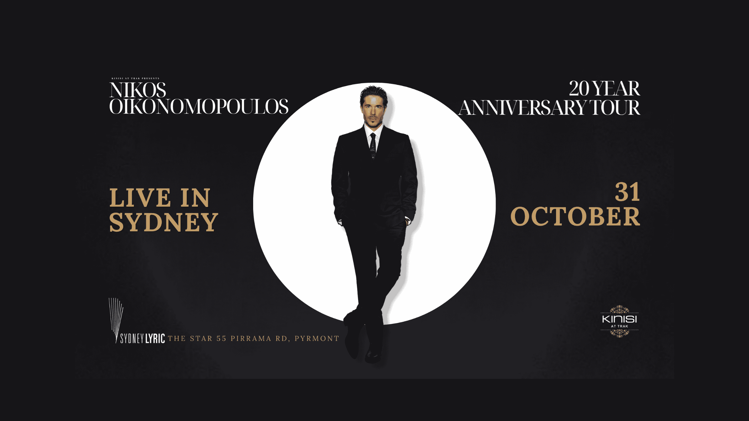 nikos oikonomopoulos - 20 year anniversary tour live at Sydney Lyric - Concert poster