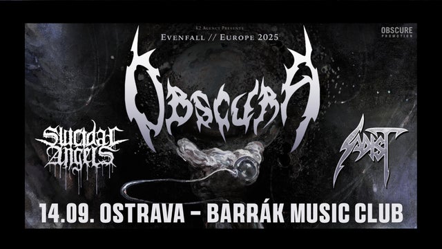 OBSCURA, SUICIDAL ANGELS, SADIST v Barrák Music Club, Ostrava 14/09/2025