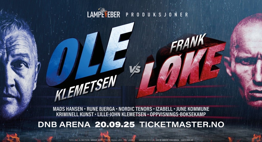 Ole Klemetsen vs Frank Løke - FÅ BILLETTER!
