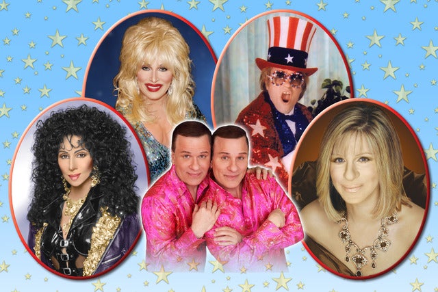 The Edwards Twins as Cher, Elton, Dolly, Streisand