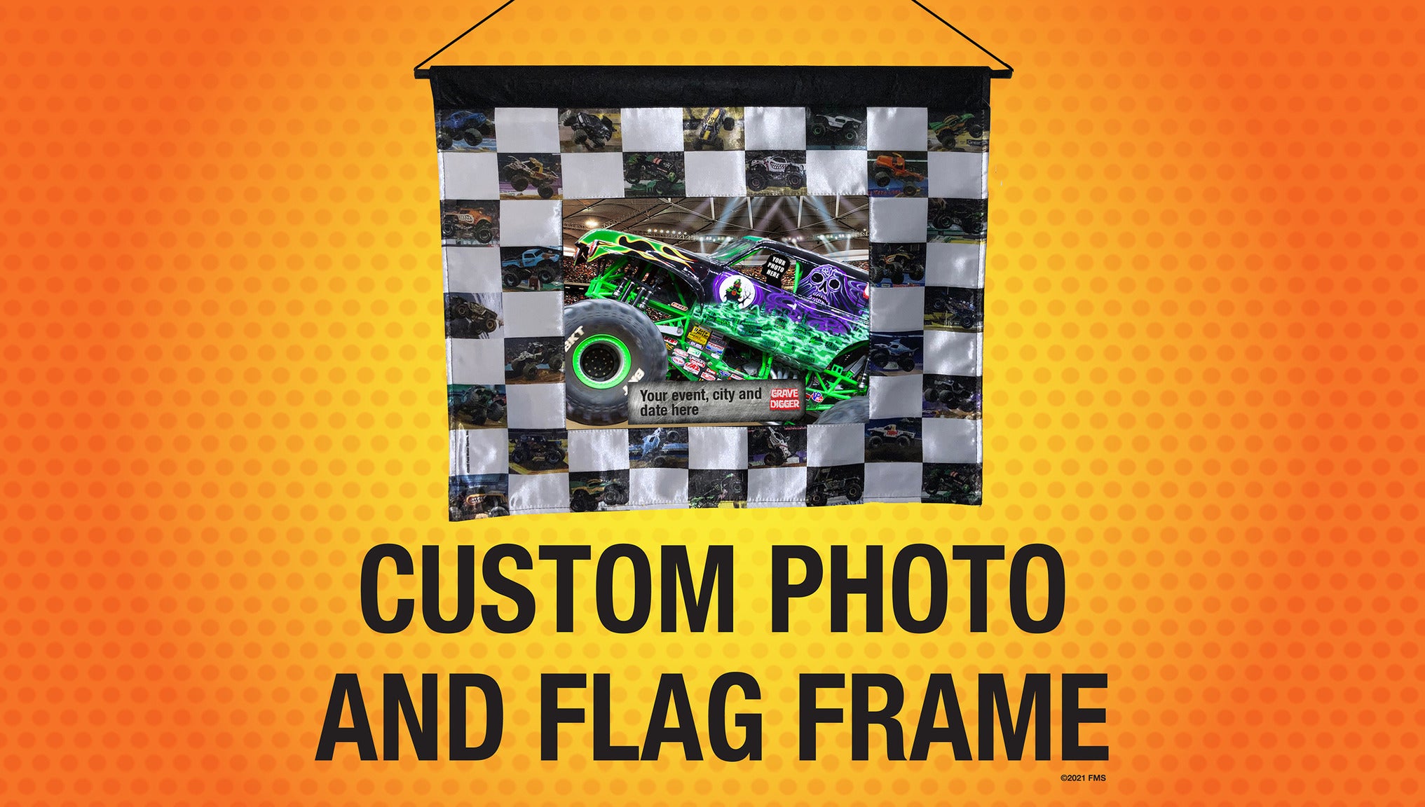 Monster Jam Souvenir Custom Photo and Flag Frame Tickets Event