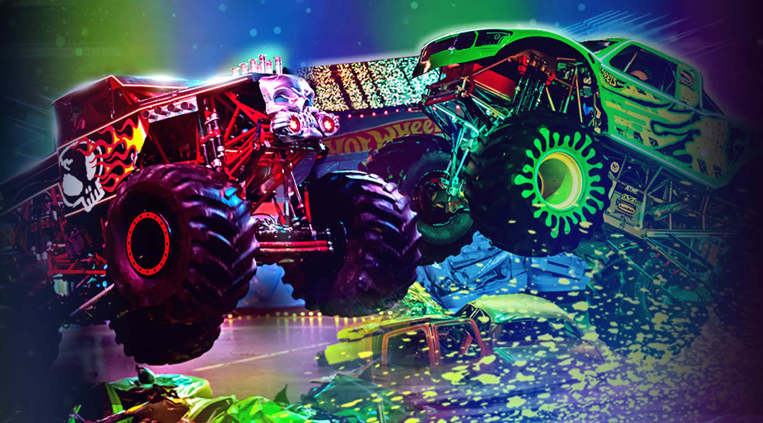 Hot Wheels Monster Trucks Live Glow Party Event Title Pic