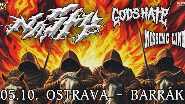 NASTY, GOD´S HATE, MISSING LINK v Barrák Music Club, Ostrava 05/10/2025