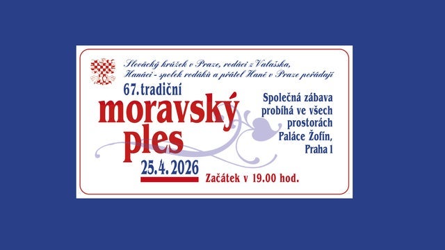 67. Tradiční Moravský ples v Palác Žofín, Praha 1 25/04/2026
