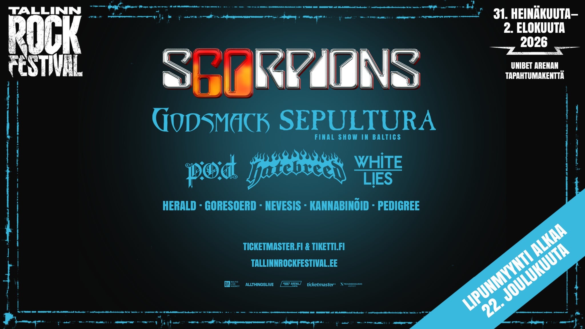 Tallinn Rock Festival 2026 / 3 Days Fri 31.7 - Sun 2.8 event