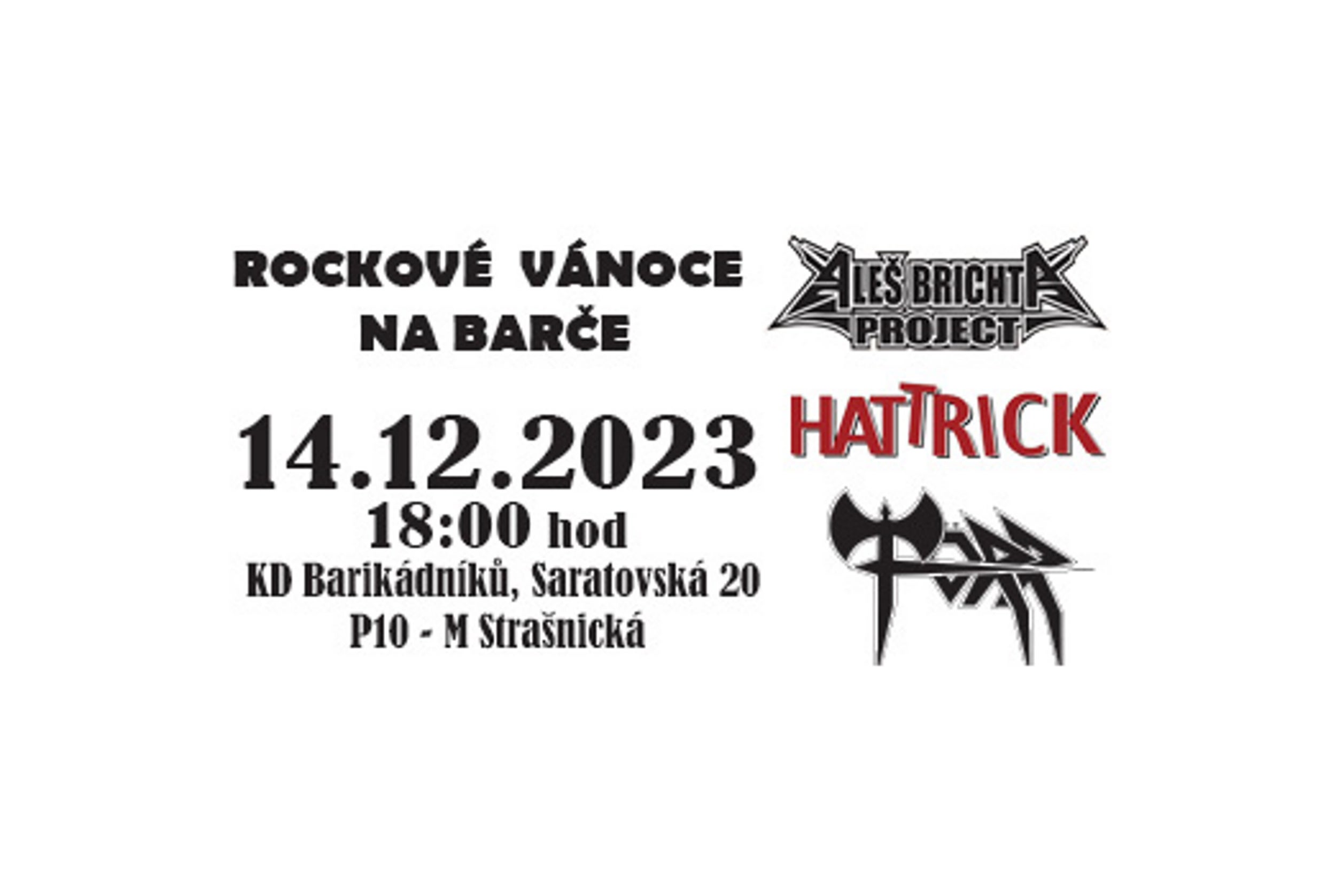 Rockové Vánoce na Barče- Praha -KD Barikádníků Praha 10 Saratovská 20, Praha 10 10000