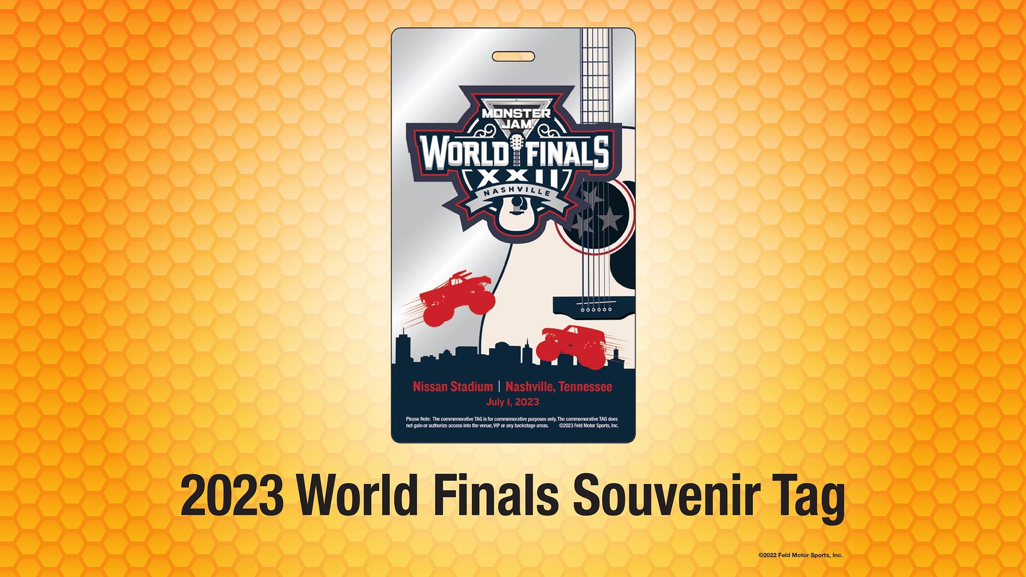 Monster Jam World Finals Official Souvenir Tag Billets Dates d