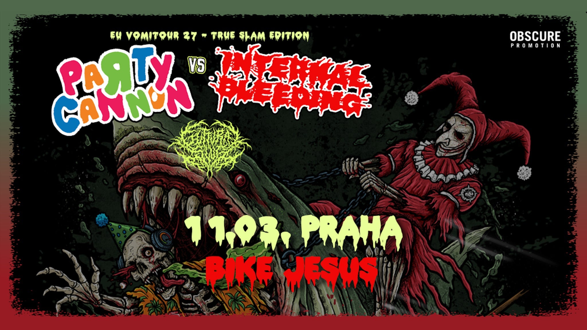 PARTY CANNON, INTERNAL BLEEDING, GUTTURAL SLUG — gig artwork