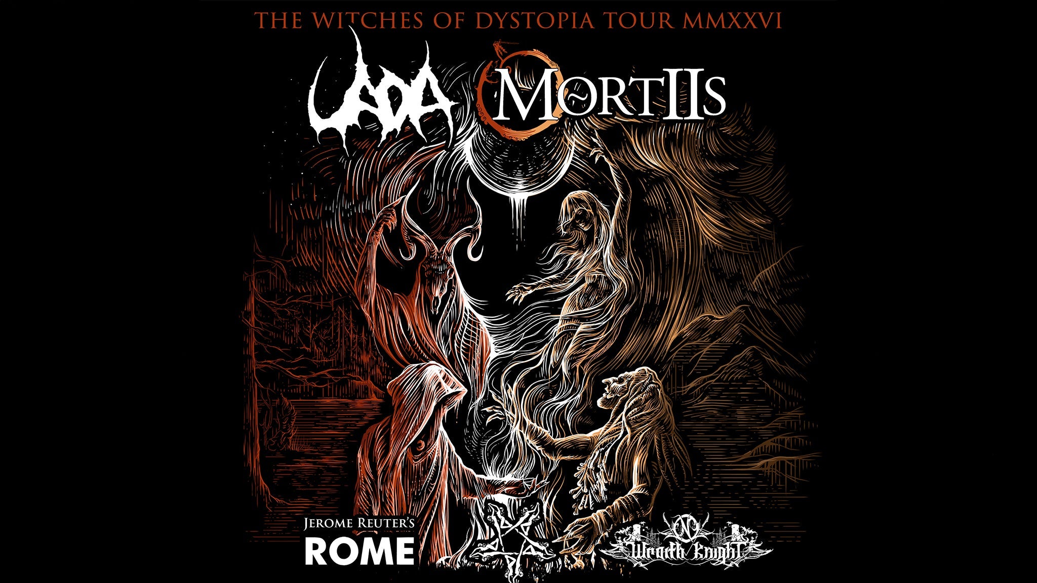 Main image for event titled UADA and Mortiis with Rome and Wraith Knight