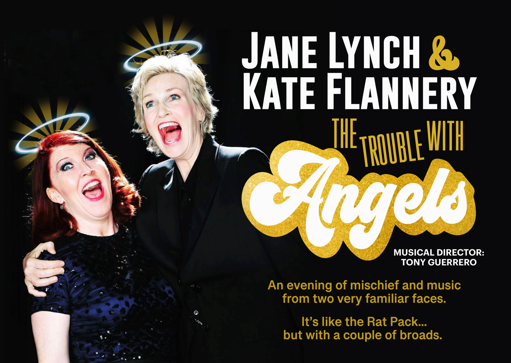 Jane Lynch & Kate Flannery's "The Trouble With Angels" 2025 in Englewood promotional photo for Q104 Radio Promotion presale tickets offer