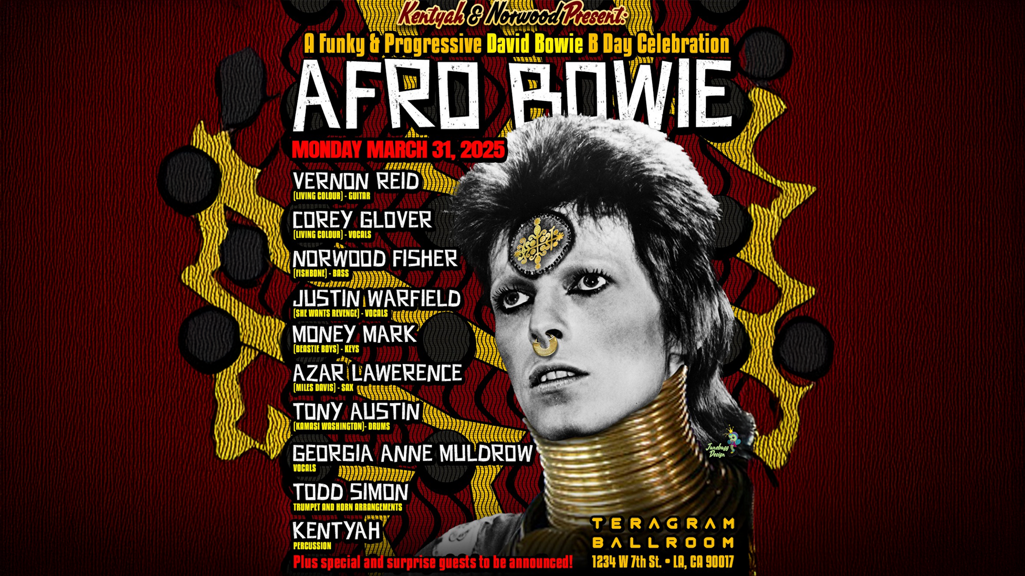 Afro Bowie – A Progressive BIRTHDAY CELEBRATION of DAVID BOWIE at Teragram Ballroom – Los Angeles, CA