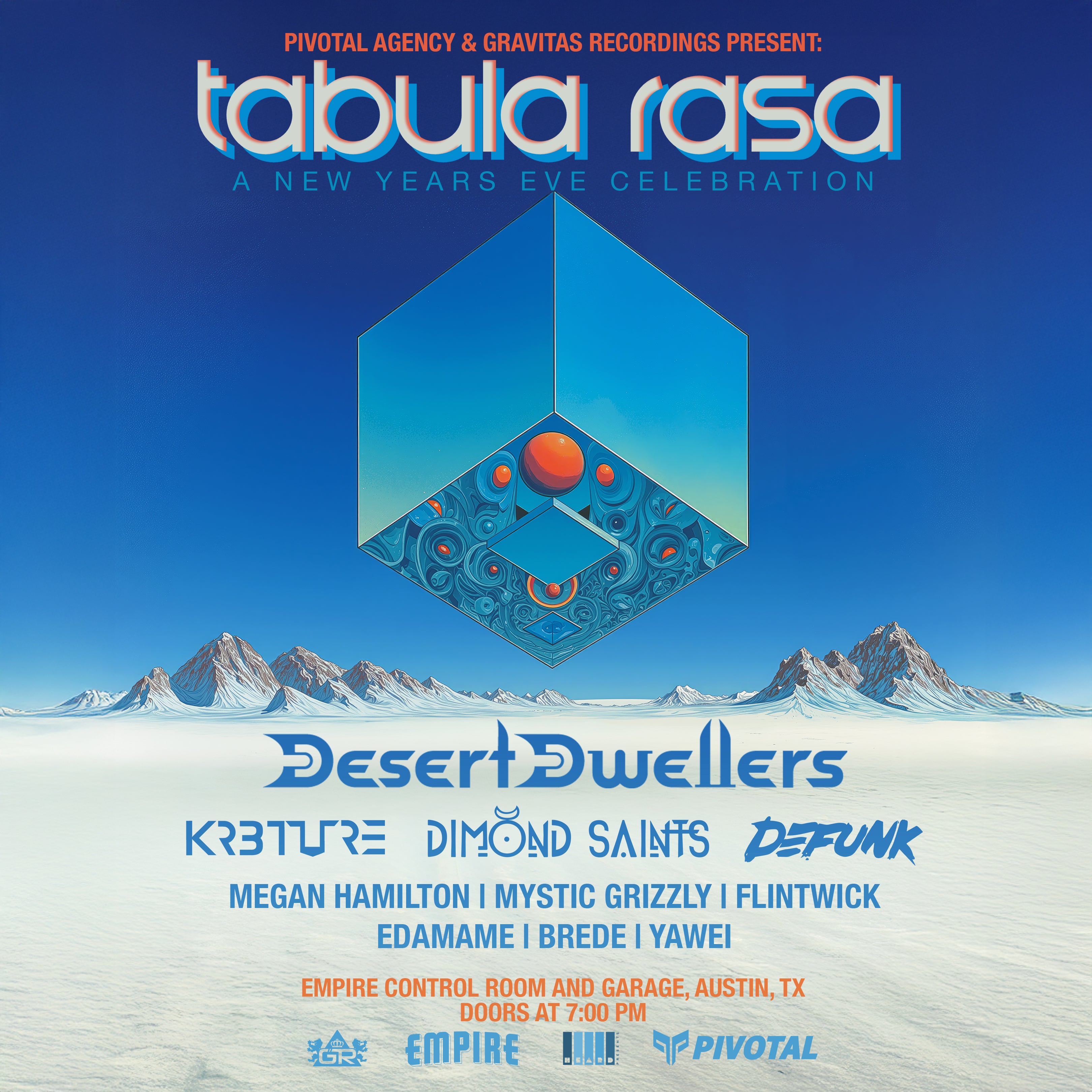 Tabula Rasa: NYE w/ Desert Dwellers, Dimond Saints, KR3TURE, DEFUNK