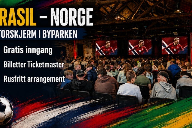 Brasil–Norge på storskjerm i Byparken