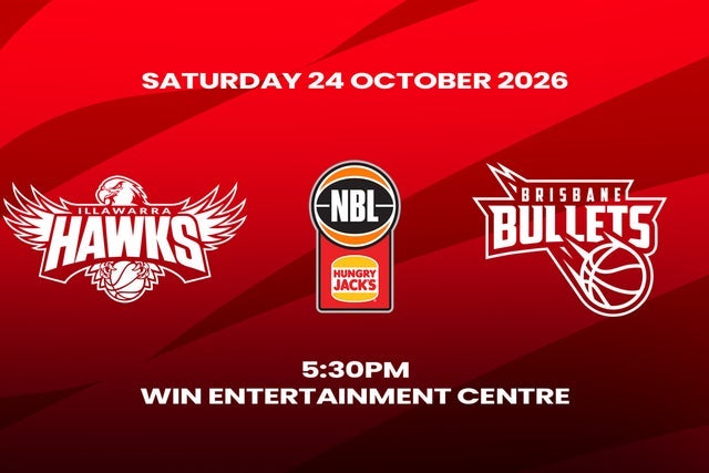 2026-27 Hungry Jacks NBL Season - Illawarra Hawks v Brisbane Bullets in Wollongong promotional photo for Hawks Members presale tickets offer