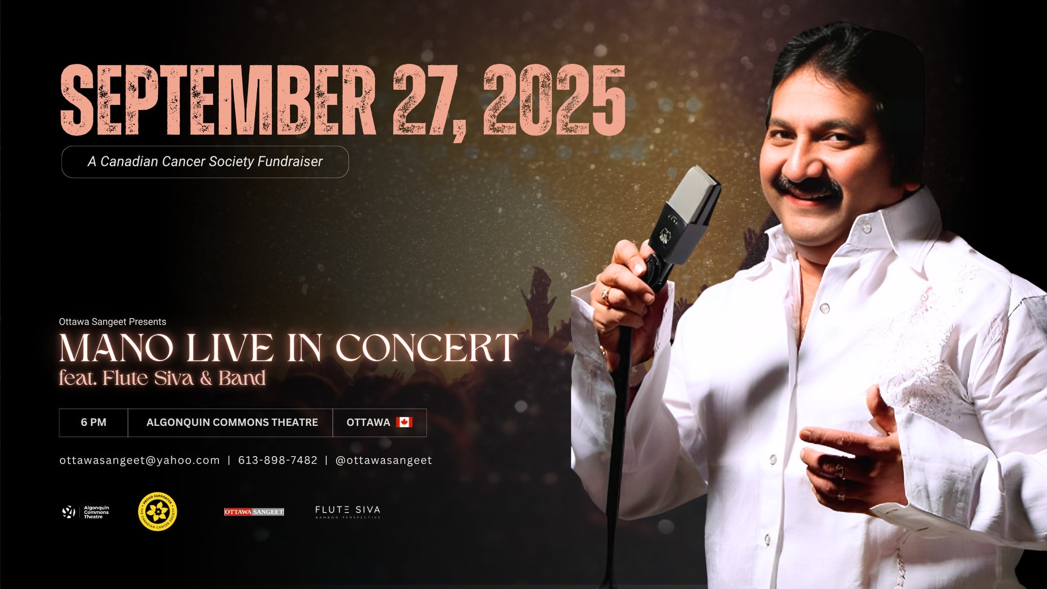 Mano Live in Concert ft. Flute Siva & Juno Award Winning Musicians at Algonquin Commons Theatre – Nepean, Canada
