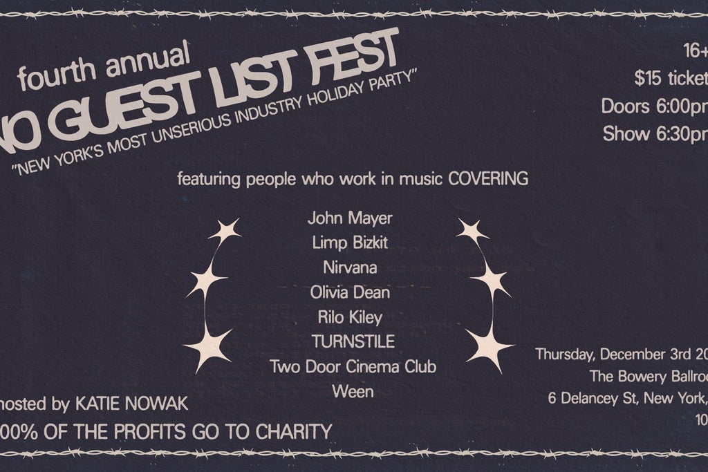 No Guest List Fest Takes Over Bowery Ballroom in New York on Thursday, December 3, 2026