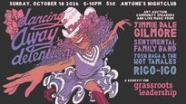 Jimmie Dale Gilmore in a white cowboy hat above guitar players in the official Dancing Away Detention event image