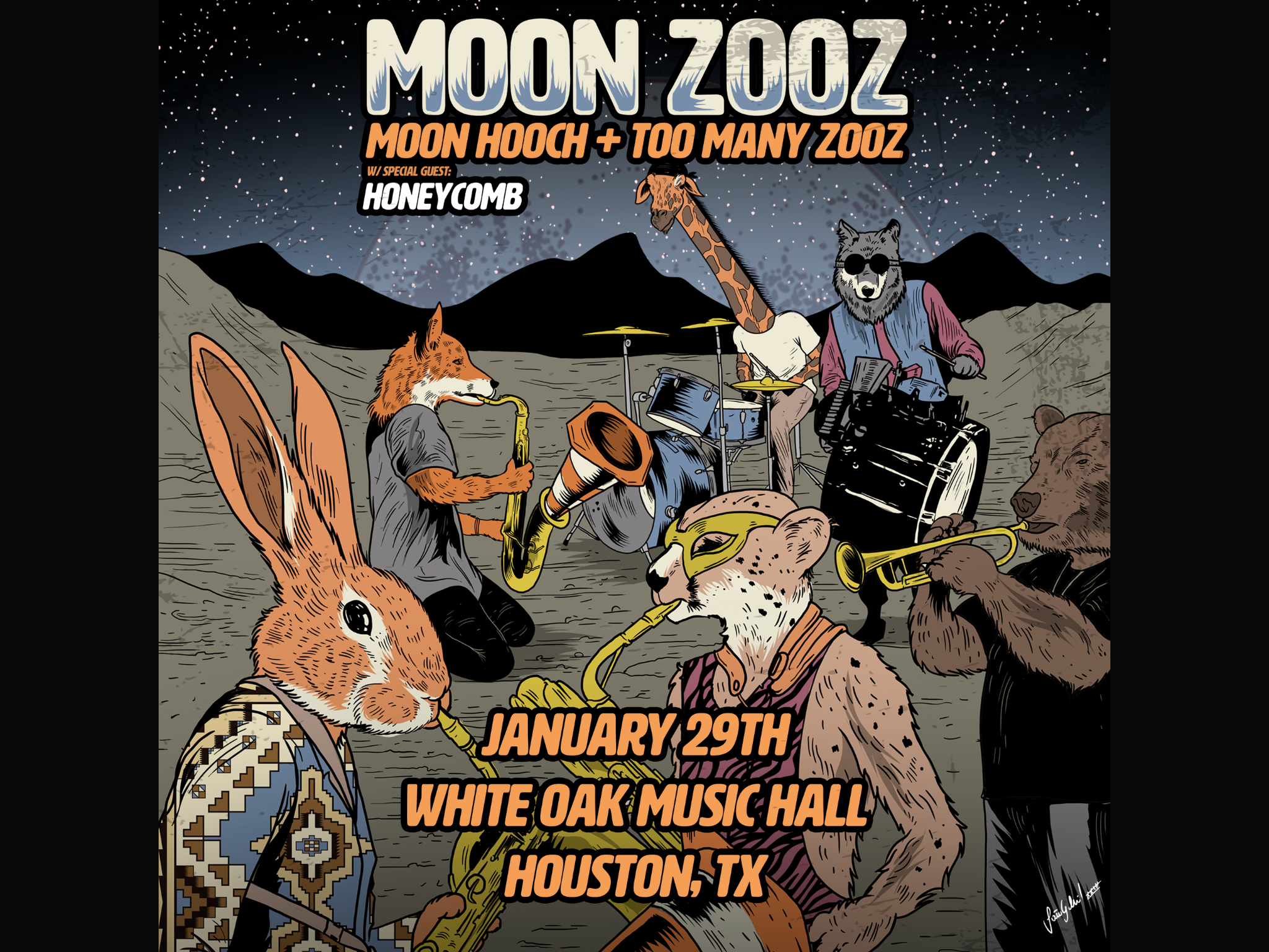 Moon Zooz: Moon Hooch + Too Many Zooz with Honeycomb at White Oak Music Hall – Downstairs – Houston, TX