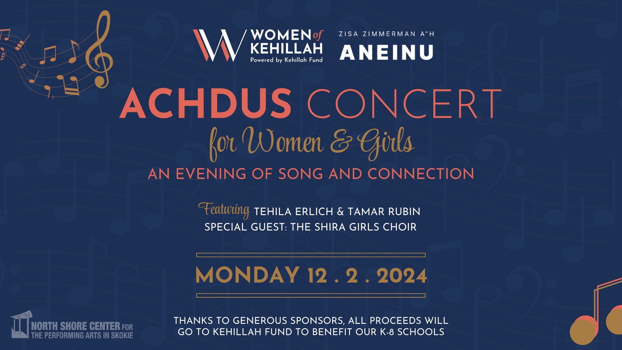 Achdus Concert for Women & Girls at Center Theatre at North Shore Center for the Performing Arts – Skokie, IL