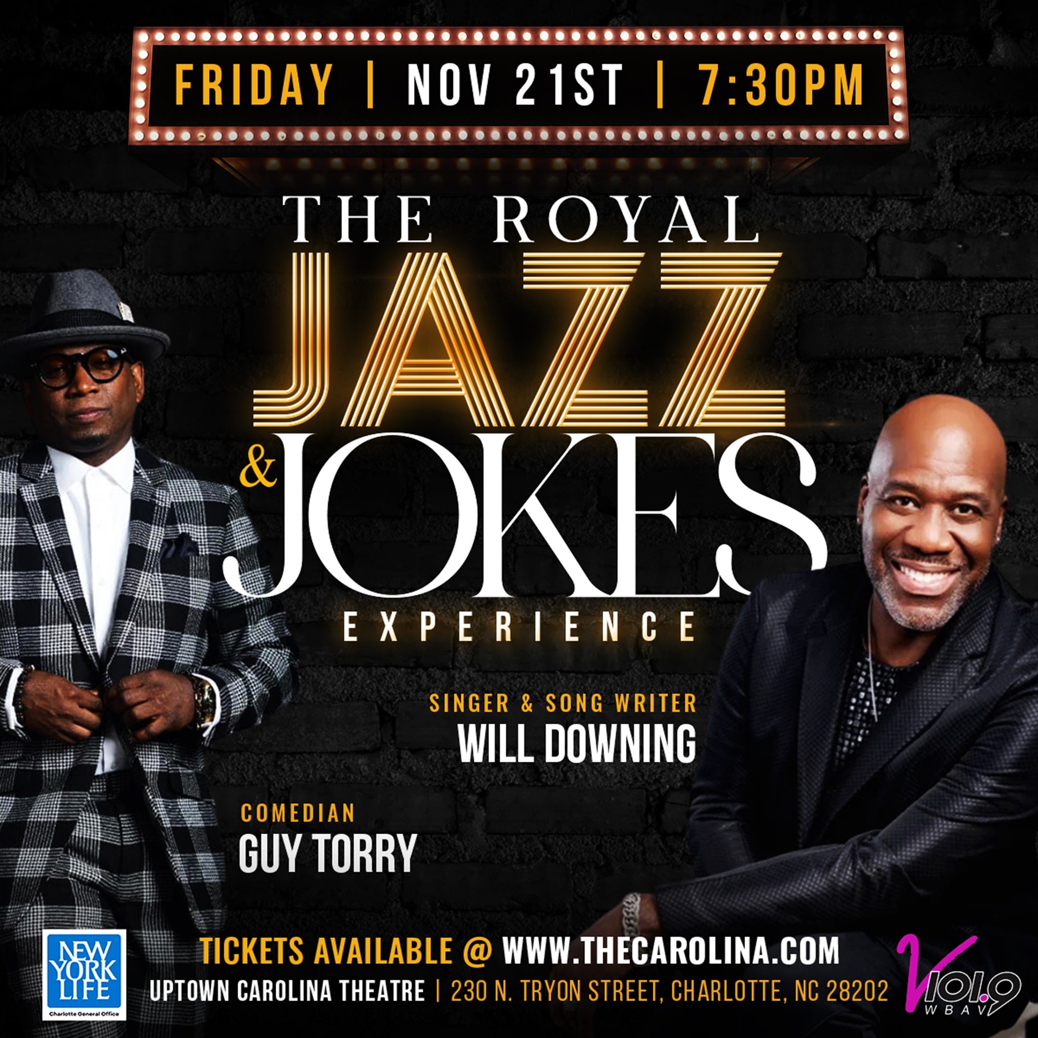 Presale codes for the royal jazz and jokes experience with will downing and guy torry: members use these when buying pre-sale tickets