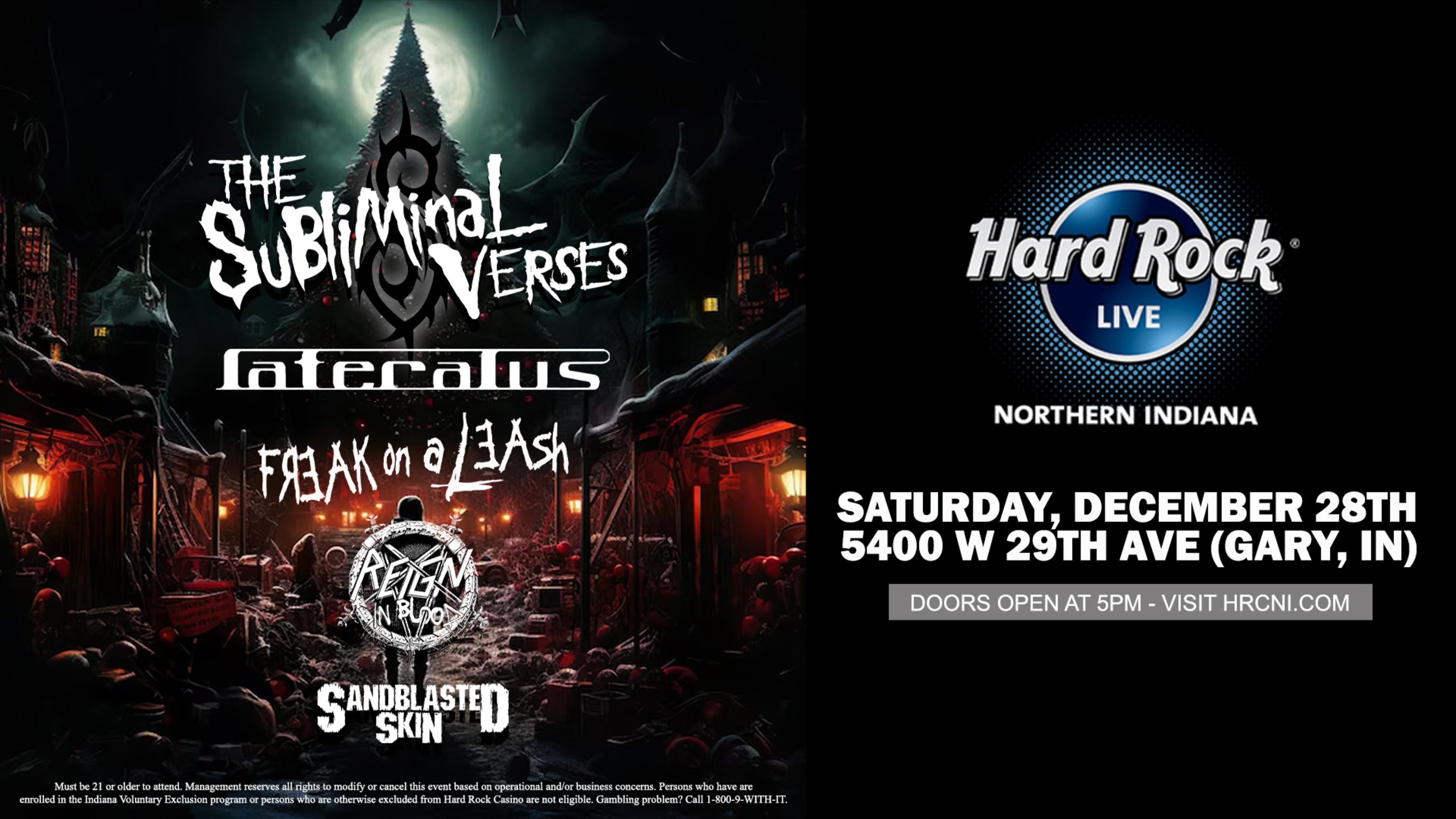 A Not-So-Silent Night: Tributes to Slipknot/Tool/Korn/Slayer/Pantera at Hard Rock Live Northern Indiana – Gary, IN