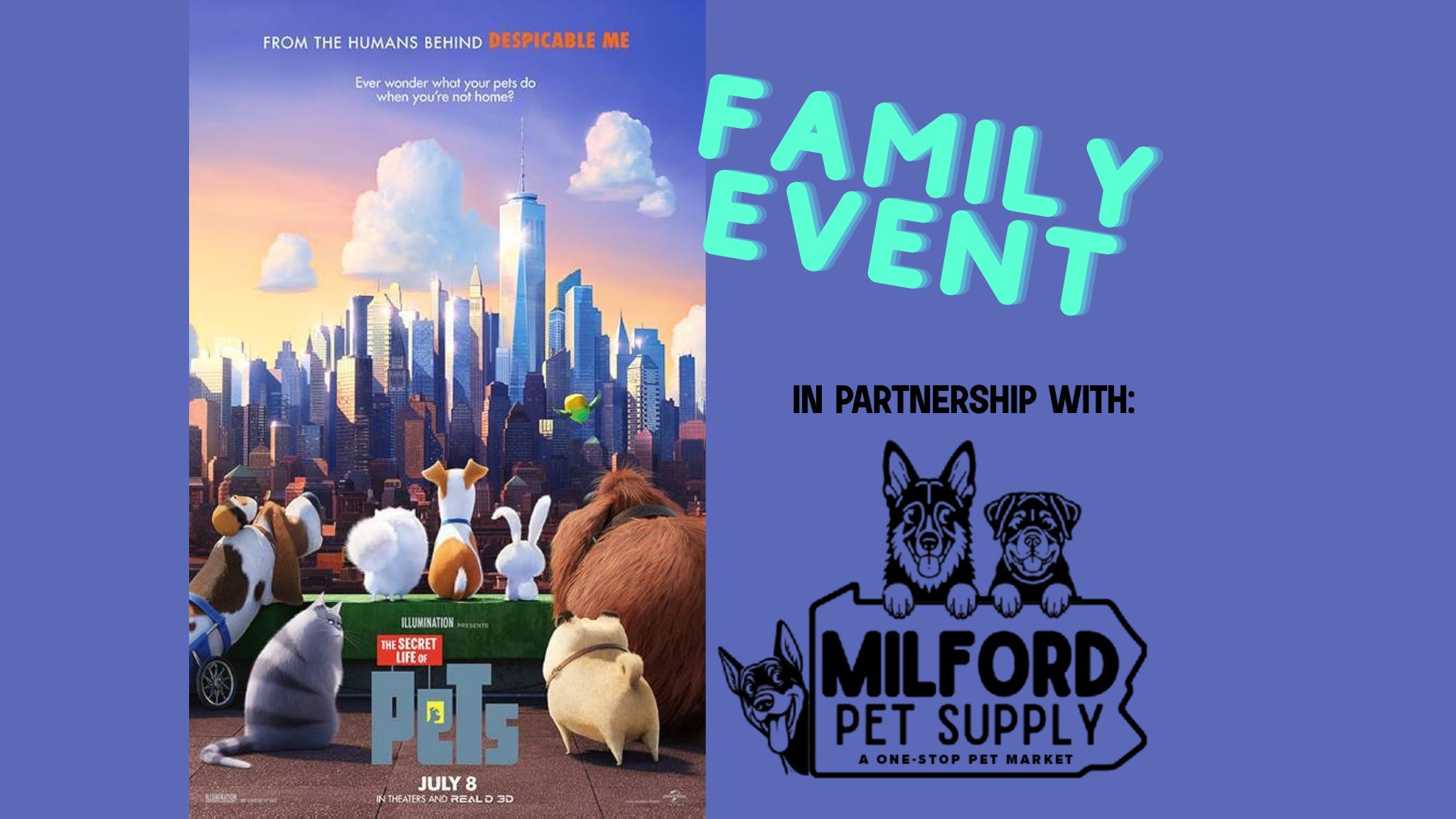 Family Event: The Secret Life of Pets at Milford Theater – Milford, PA