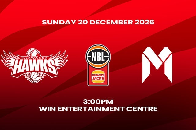2026-27 Hungry Jacks NBL Season - Illawarra Hawks v Melbourne United in Wollongong promotional photo for Hawks Members presale tickets offer