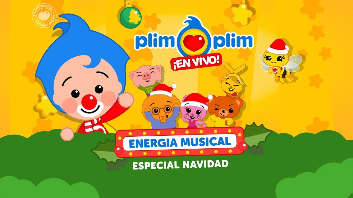 Flyer de Plim Plim en Vivo "Energía Musical" Especial Navidad