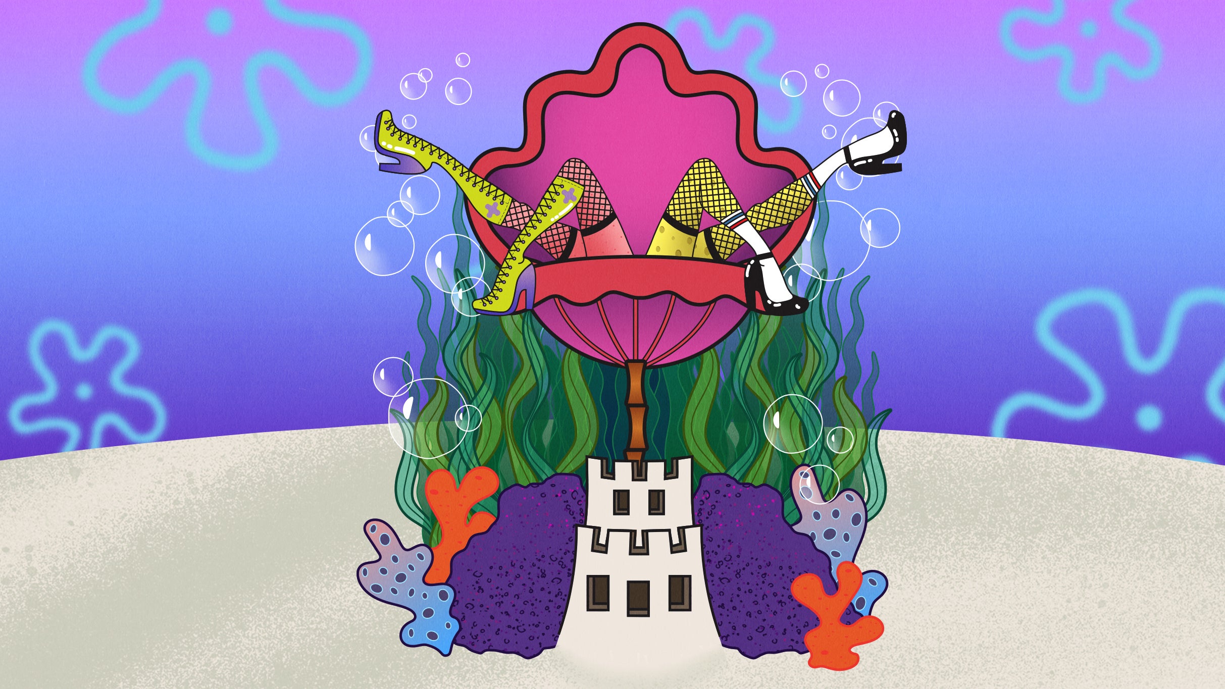 Bubble Burlesque: A Cheeky Nod to a Yellow Underwater Square - 18+