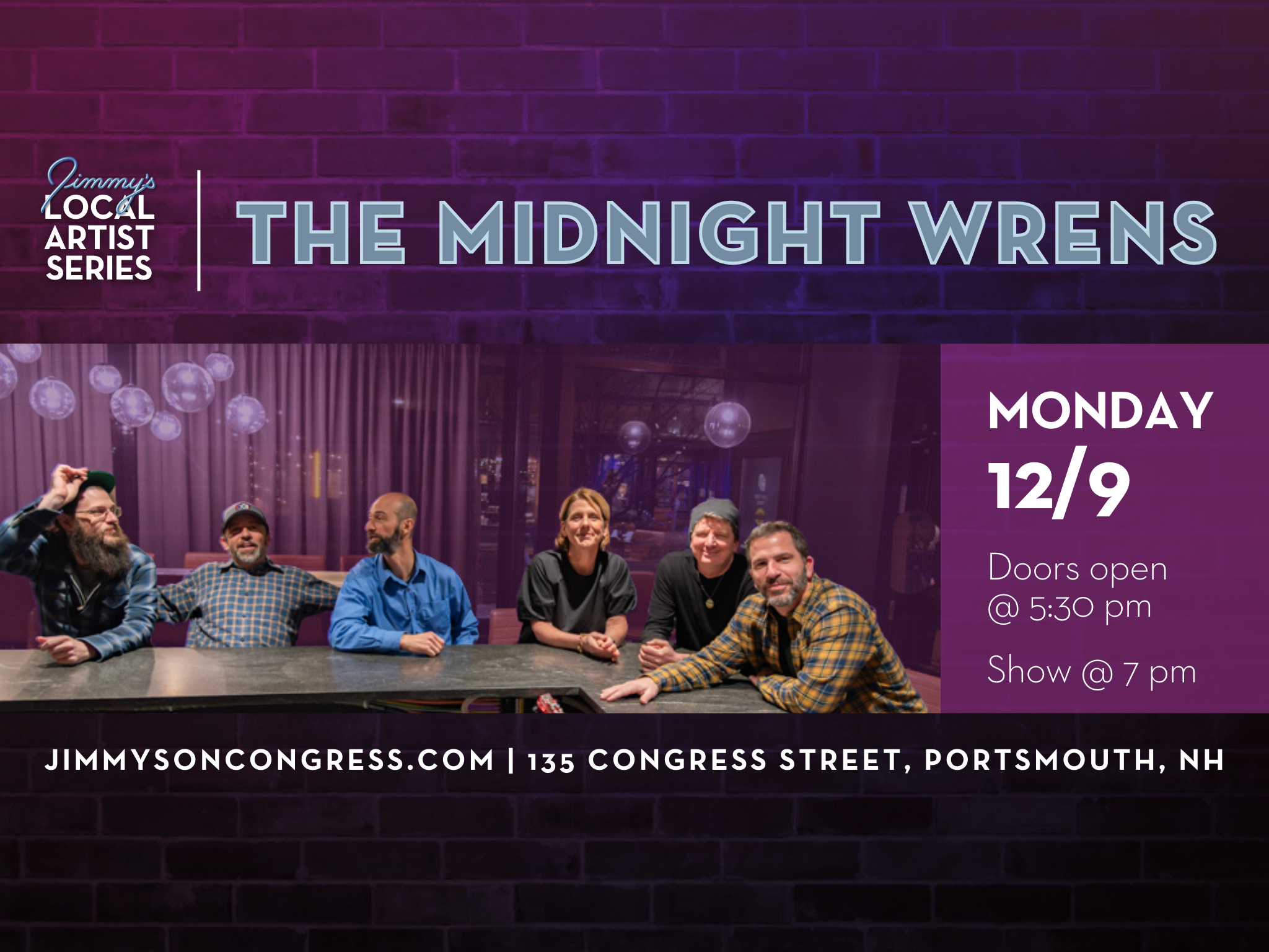 The Midnight Wrens – Monday Night Local Series at Jimmy’s Jazz and Blues Club – Portsmouth, NH