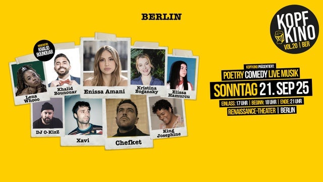 Kopfkino Vol.20: Comedy • Poetry • Live Musik in Berlin in Renaissance Theater Berlin 21/09/2025