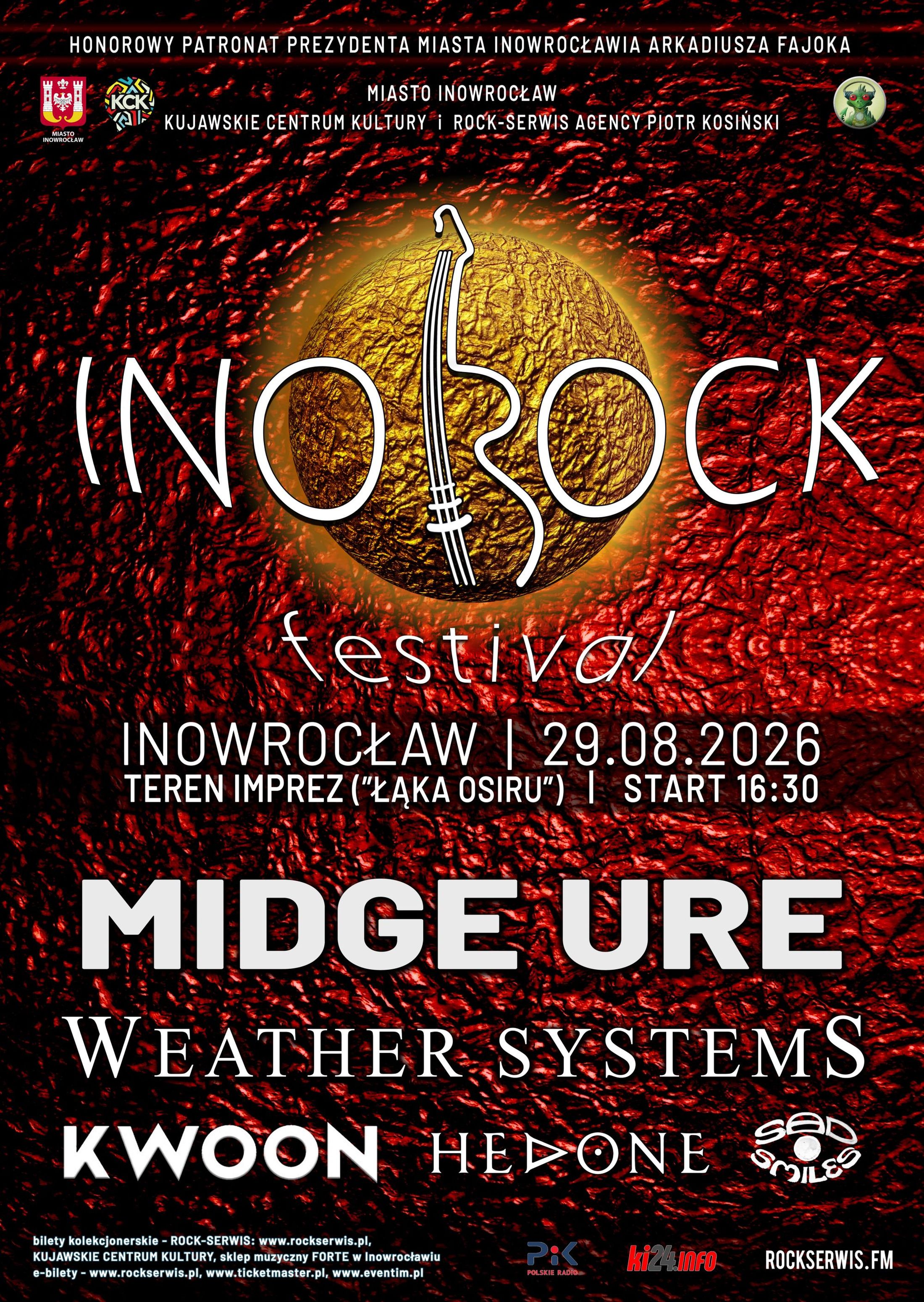 Ino Rock Festival 2026 – Midge Ure, Weather Systems, Kwoon i inni – 2026-08-29
