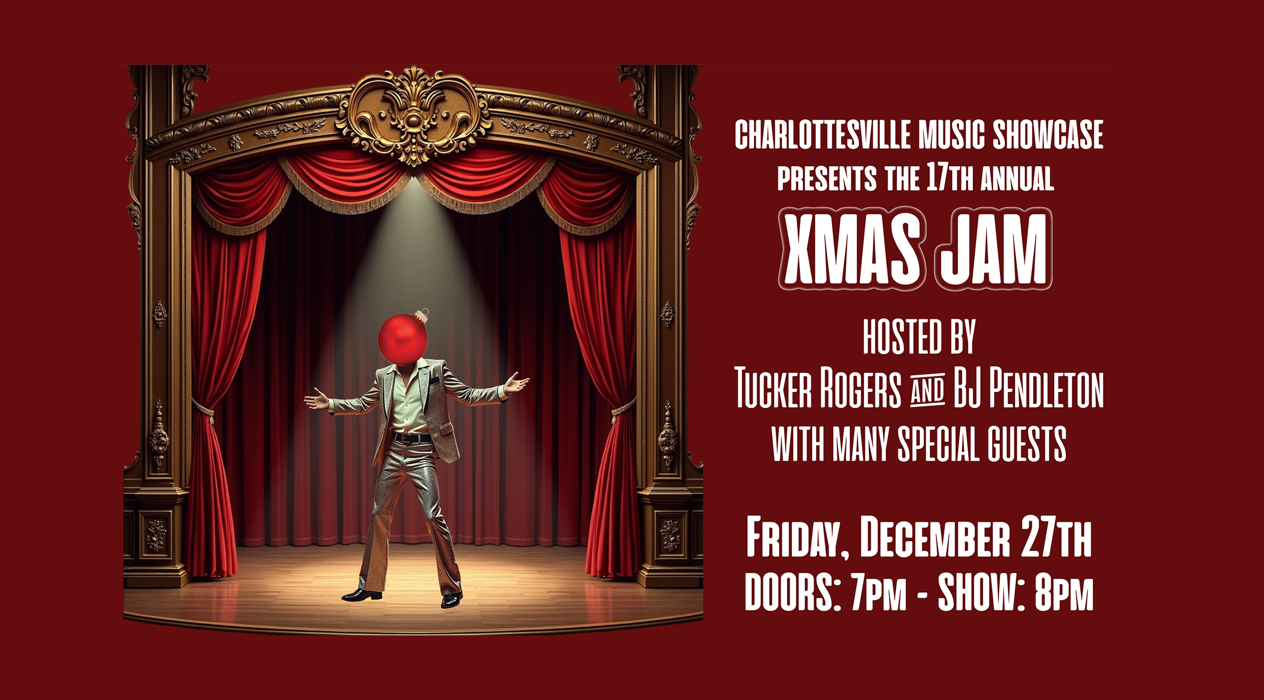 Charlottesville Music Showcase Presents the 17th Annual Xmas Jam at Jefferson Theater – Charlottesville, VA