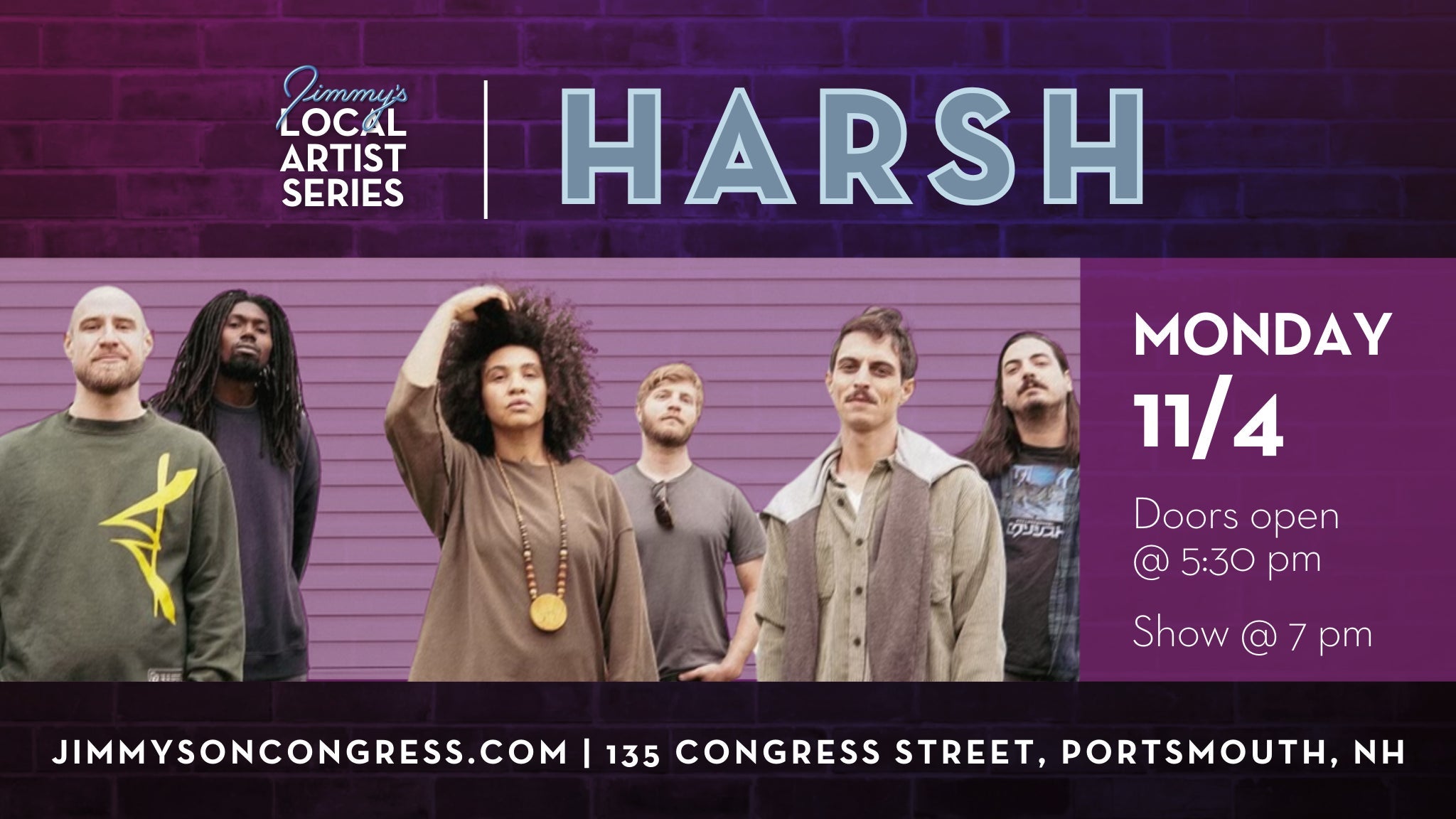 Harsh – Monday Night Local Artist Series at Jimmy’s Jazz and Blues Club – Portsmouth, NH