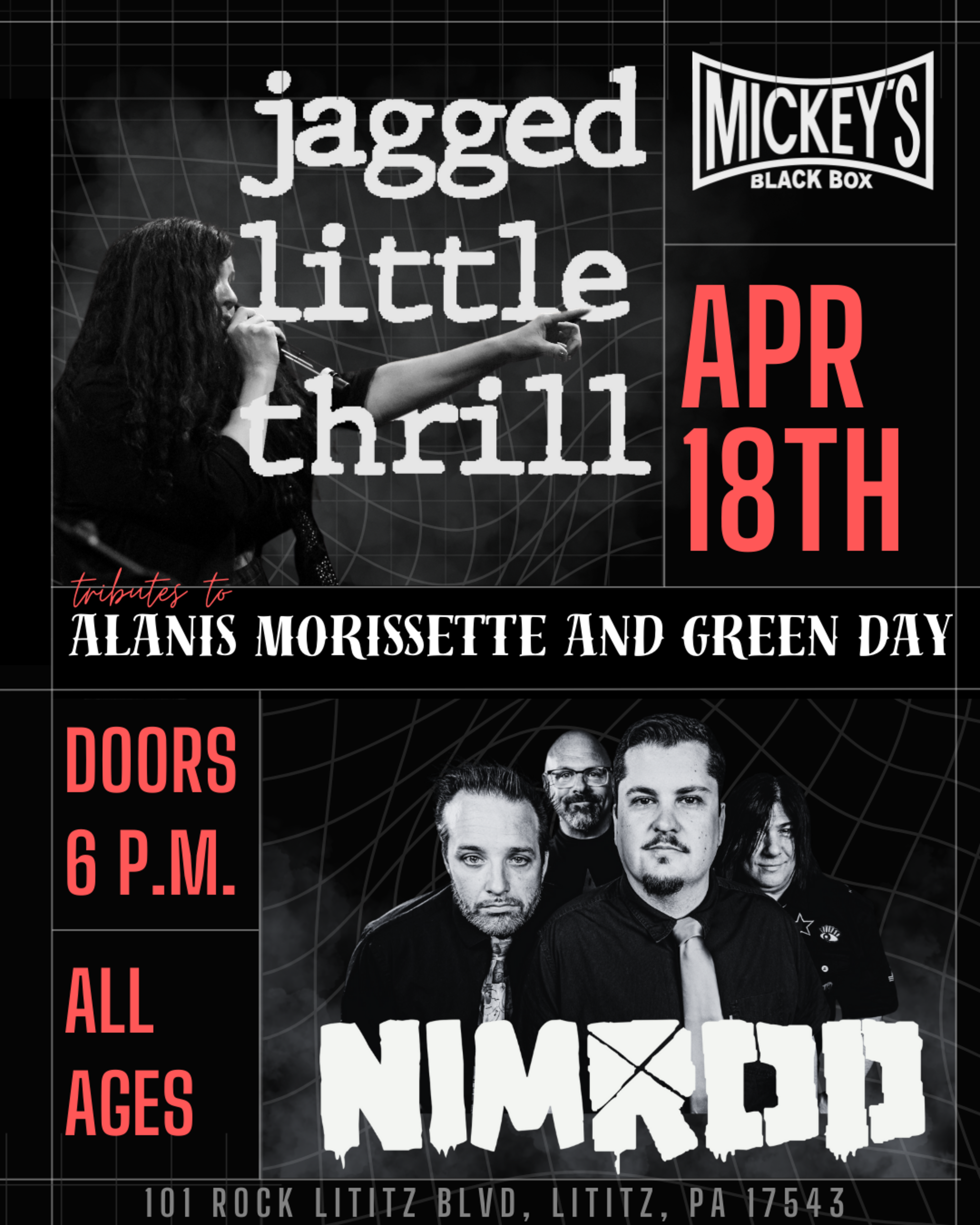 Jagged Little Thrill with Nimrod at Mickey’s Black Box – Lititz, PA