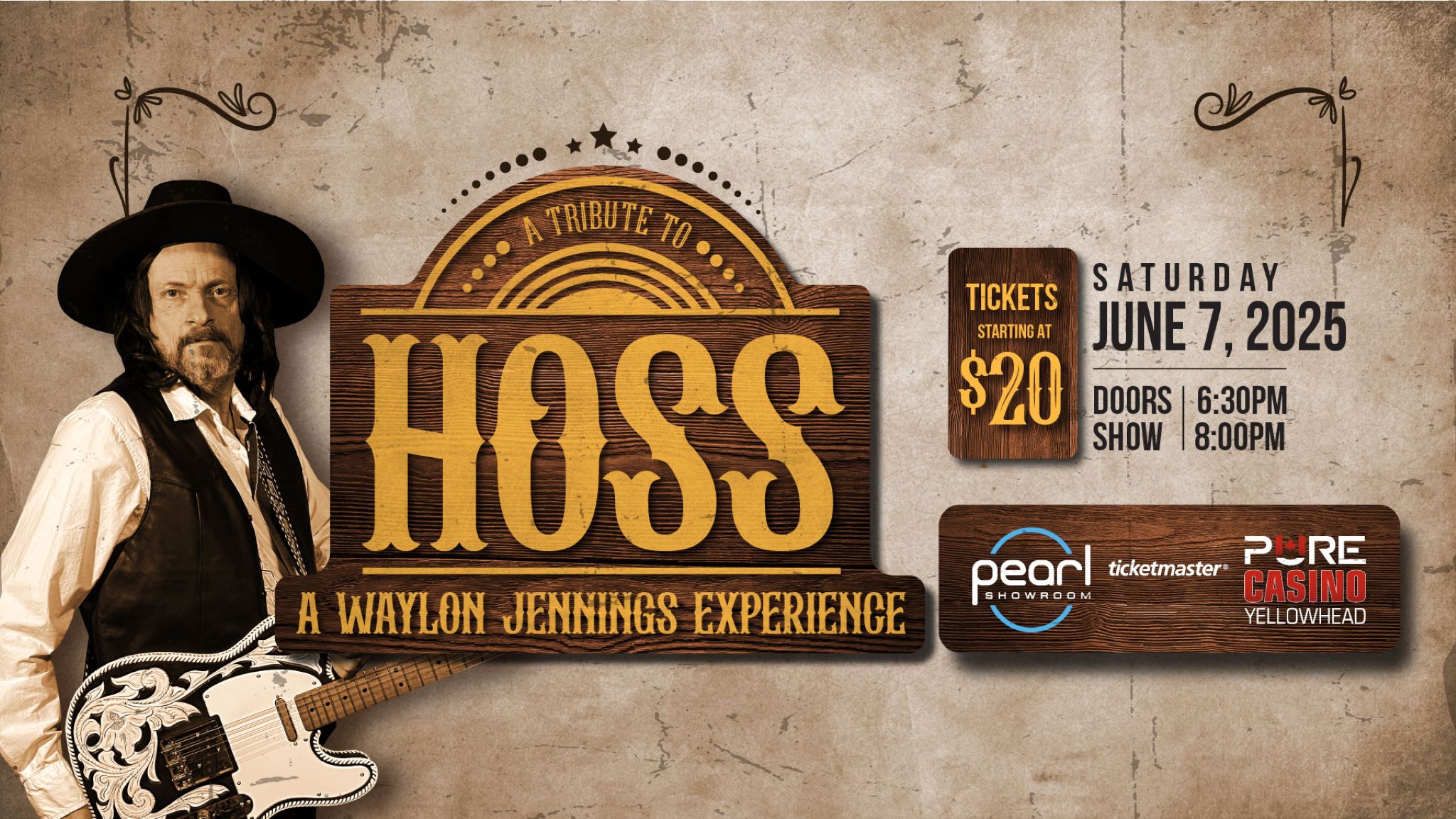 HOSS: A Waylon Jennings Experience at The Pearl Showroom, Pure Casino Yellowhead – Edmonton, AB