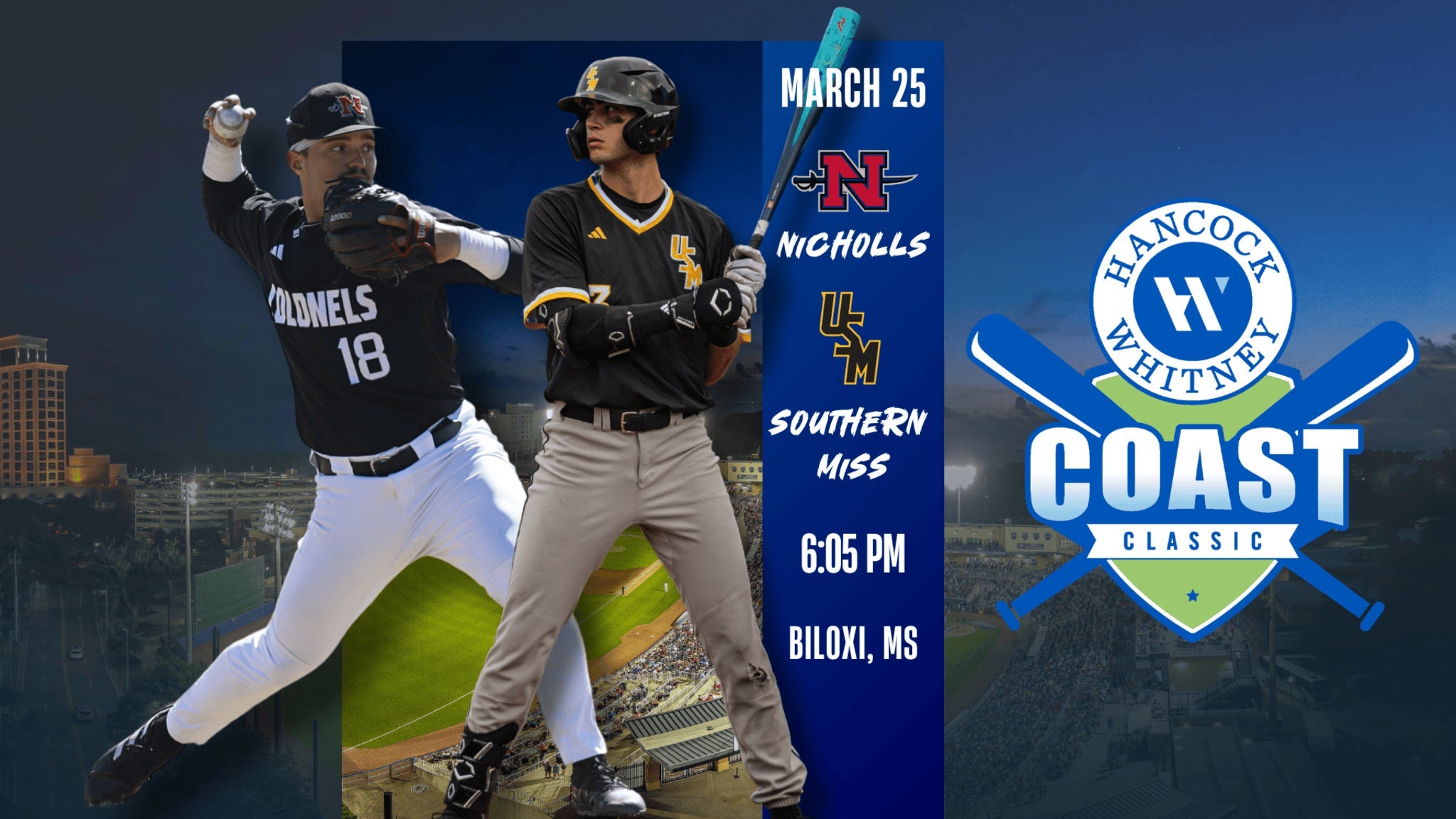 Nicholls Vs USM at Keesler Federal Park – Biloxi, MS