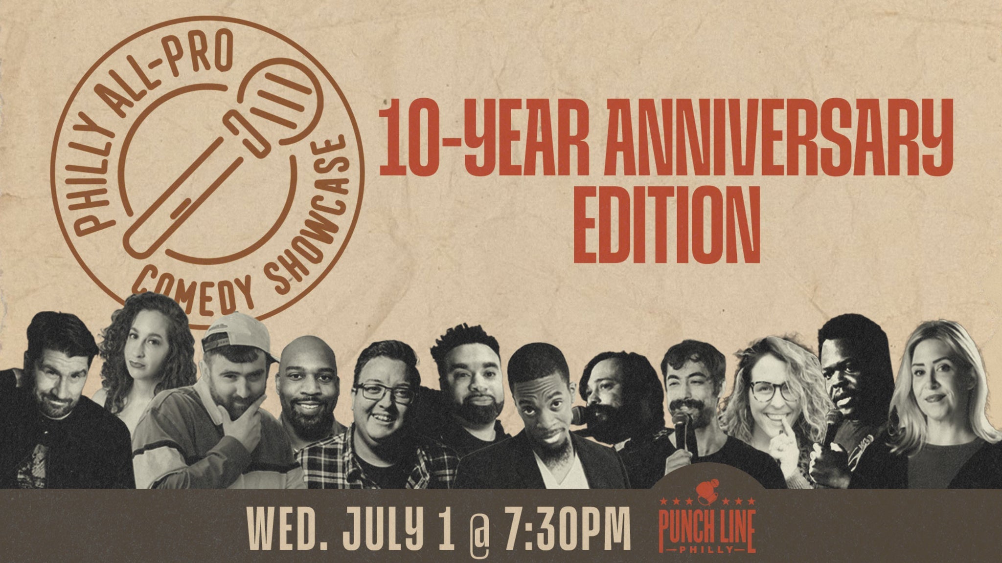 Philly All-Pro Comedy Showcase: 10-Year Anniversary Edition - Wednesday, July 1 at 7:30 PM at Punch Line Philly in Northern Liberties, Philadelphia