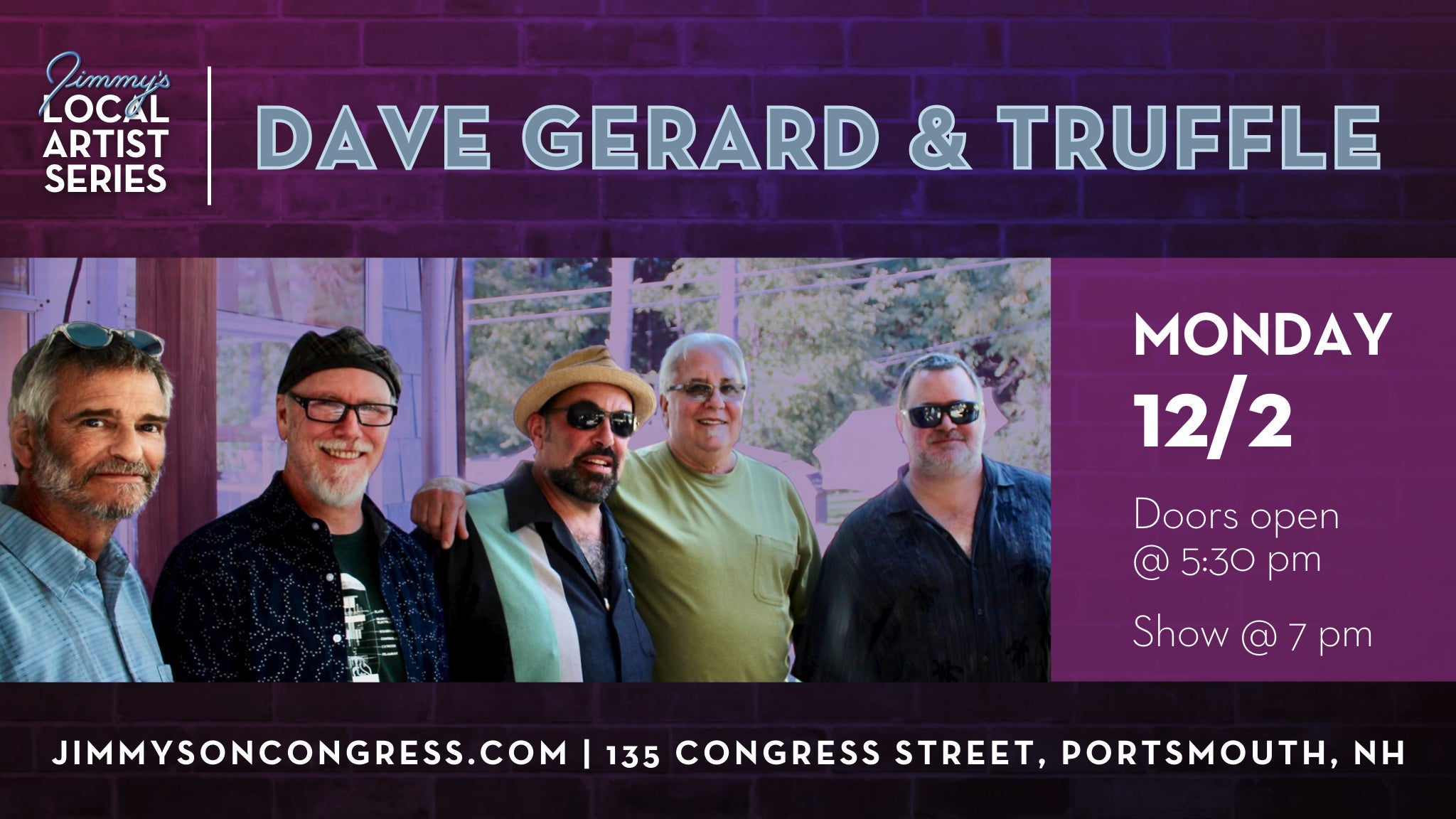 Dave Gerard & Truffle – Monday Night Local Series at Jimmy’s Jazz and Blues Club – Portsmouth, NH