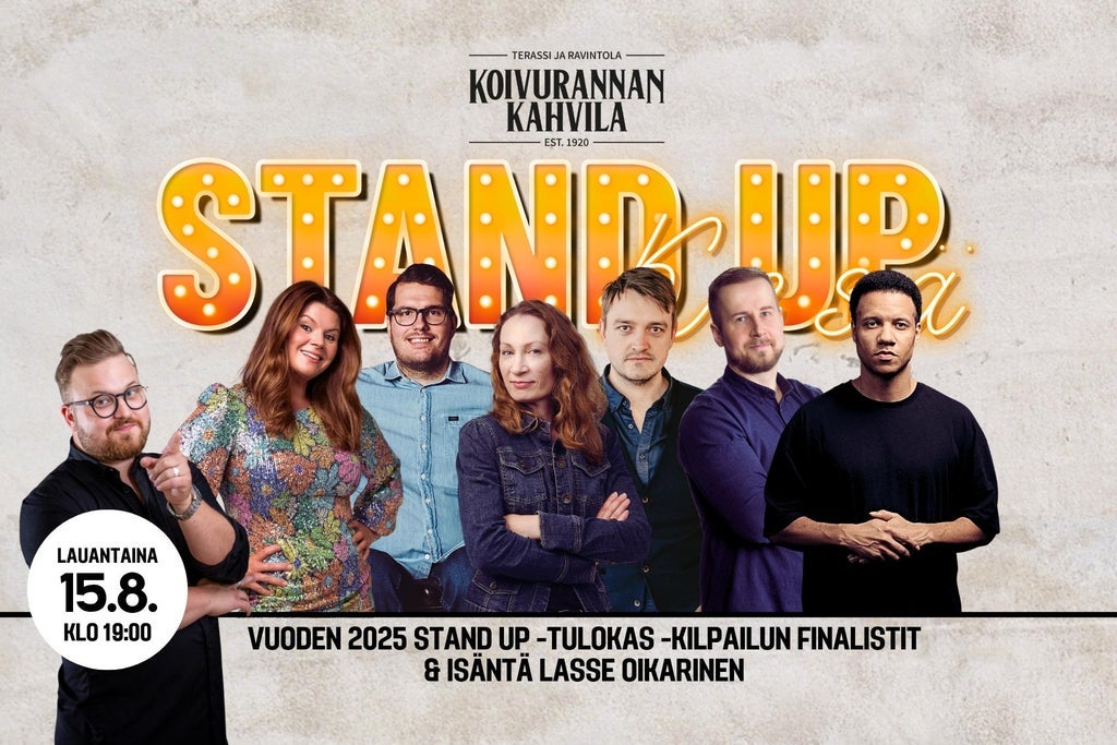 Vuoden 2025 Stand Up – tulokas -kilpailun finalistit & Lasse Oikarinen