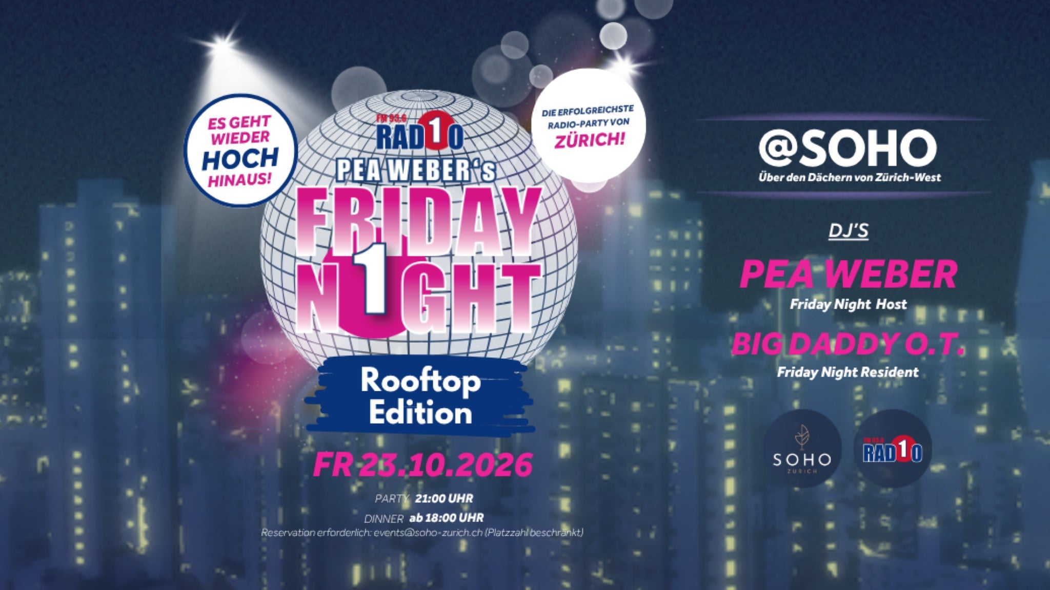 PEA WEBER’s FRIDAY NIGHT-PARTY – ROOFTOP-EDITION