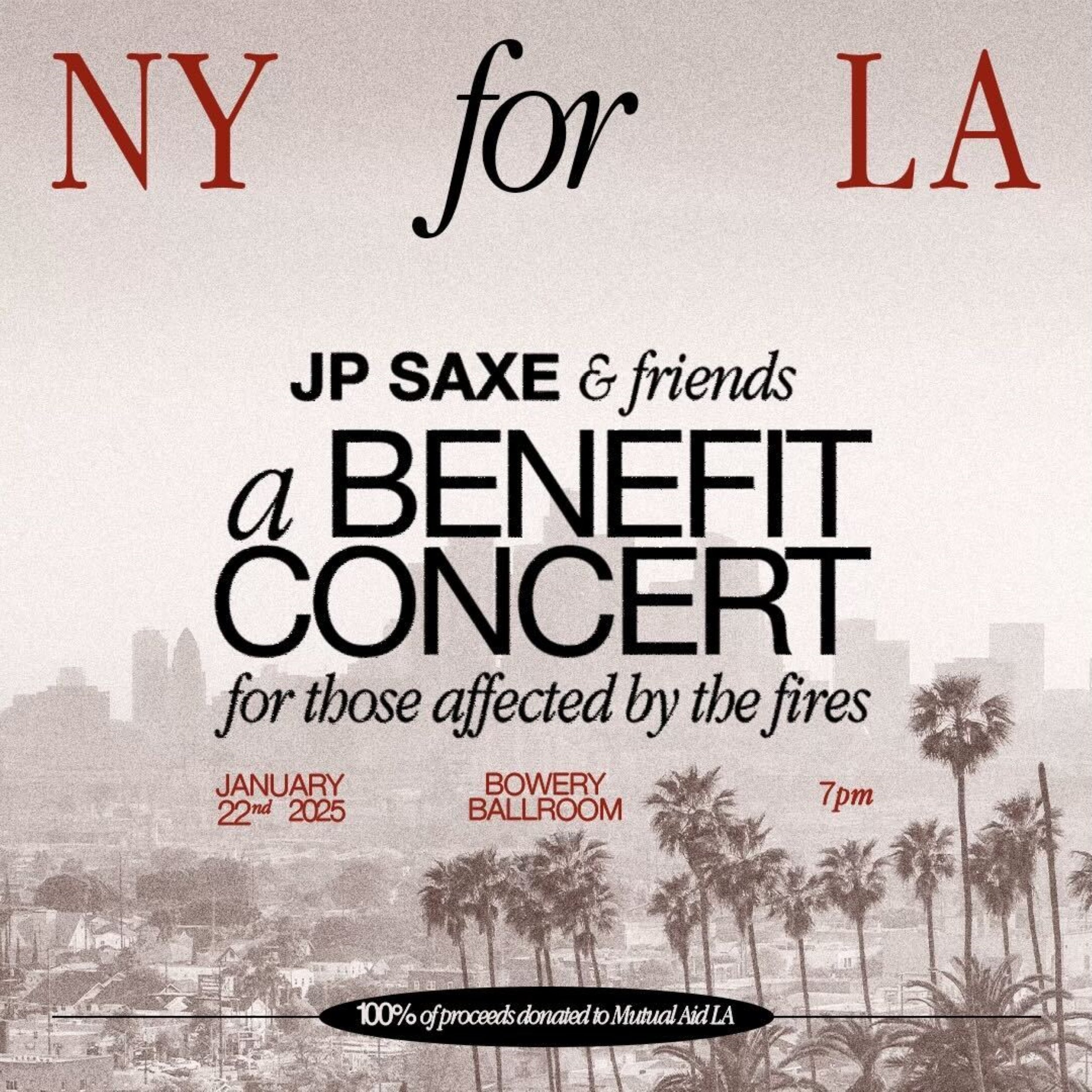 JP SAXE: NY for LA - A Benefit Concert 