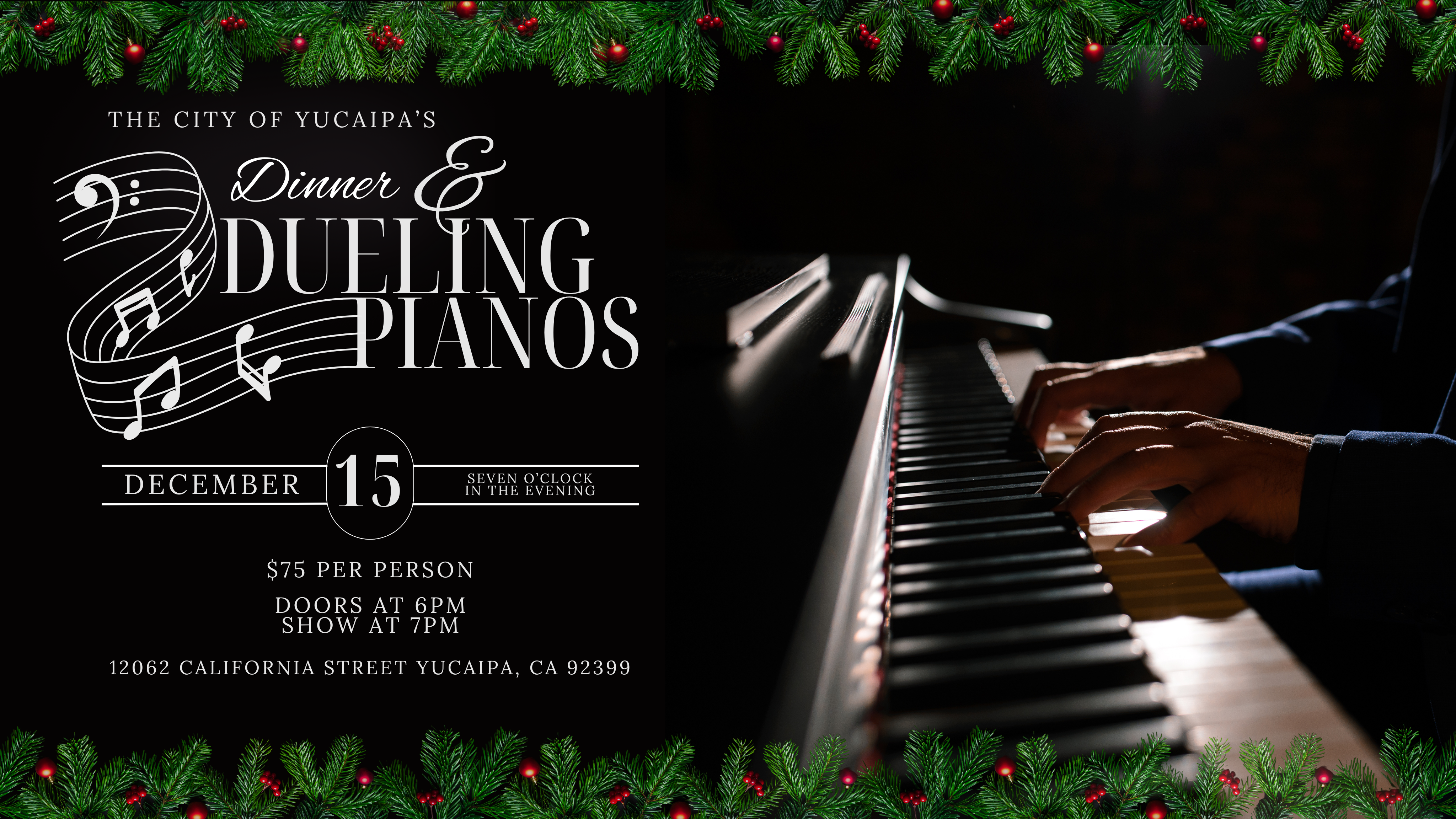 Dinner & Dueling Pianos at Yucaipa Performing Arts Center Indoor Theatre – Yucaipa, CA