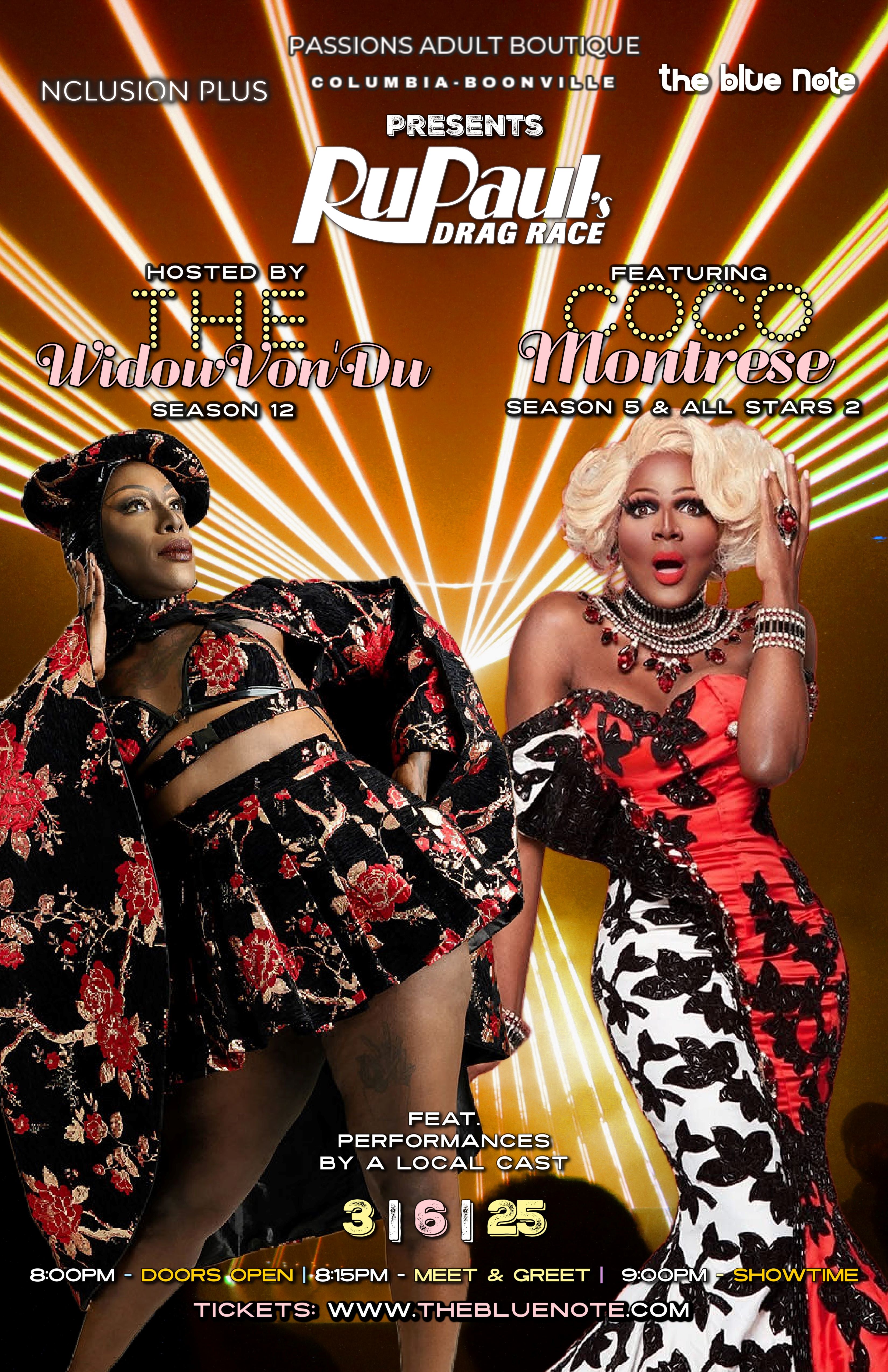 The Celebrity Drag Show with CoCo Montrese Hosted by The Widow Von’Du at The Blue Note – Columbia, MO