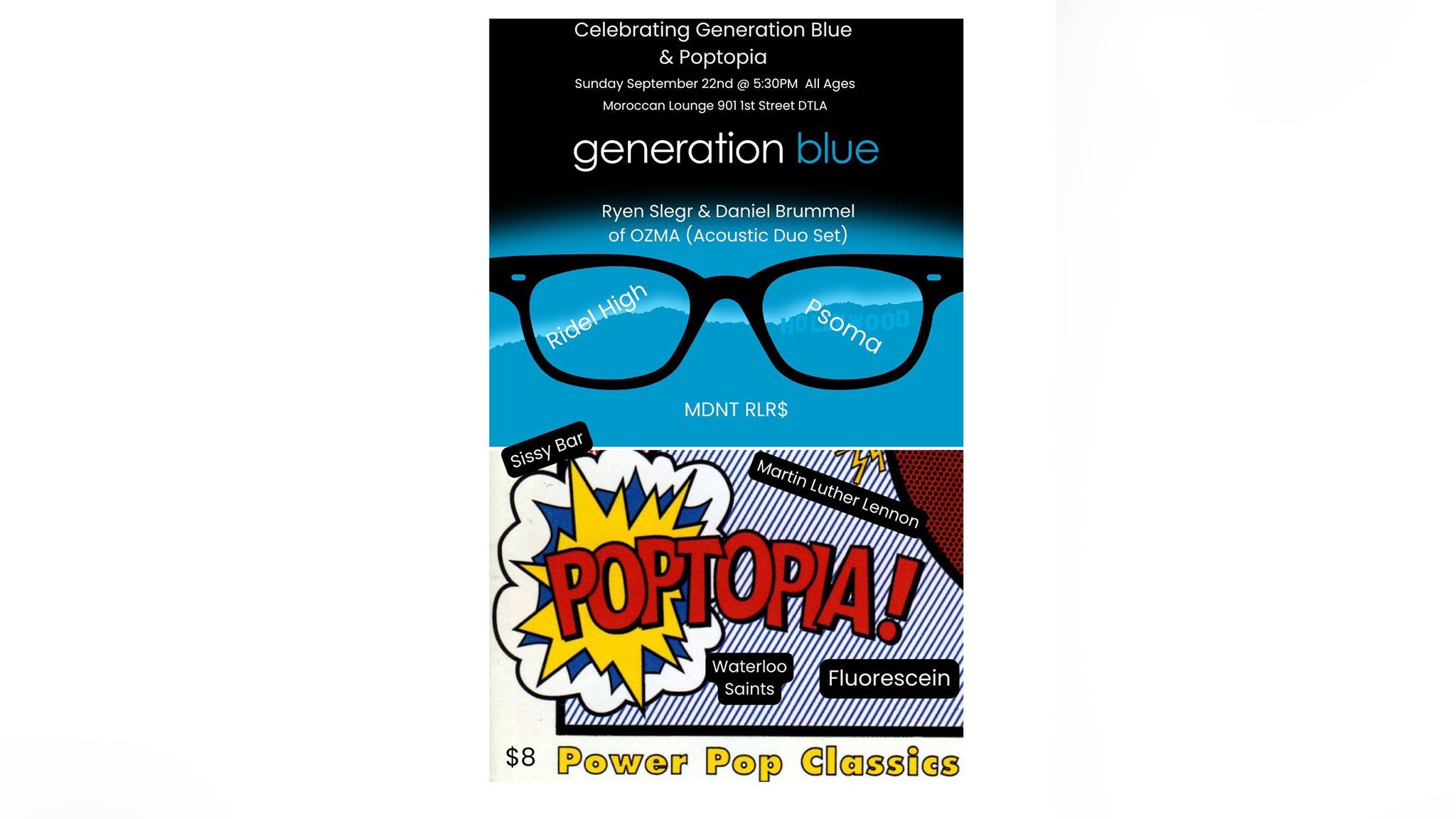 Generation Blue Meets Poptopia! at The Moroccan Lounge – Los Angeles, CA