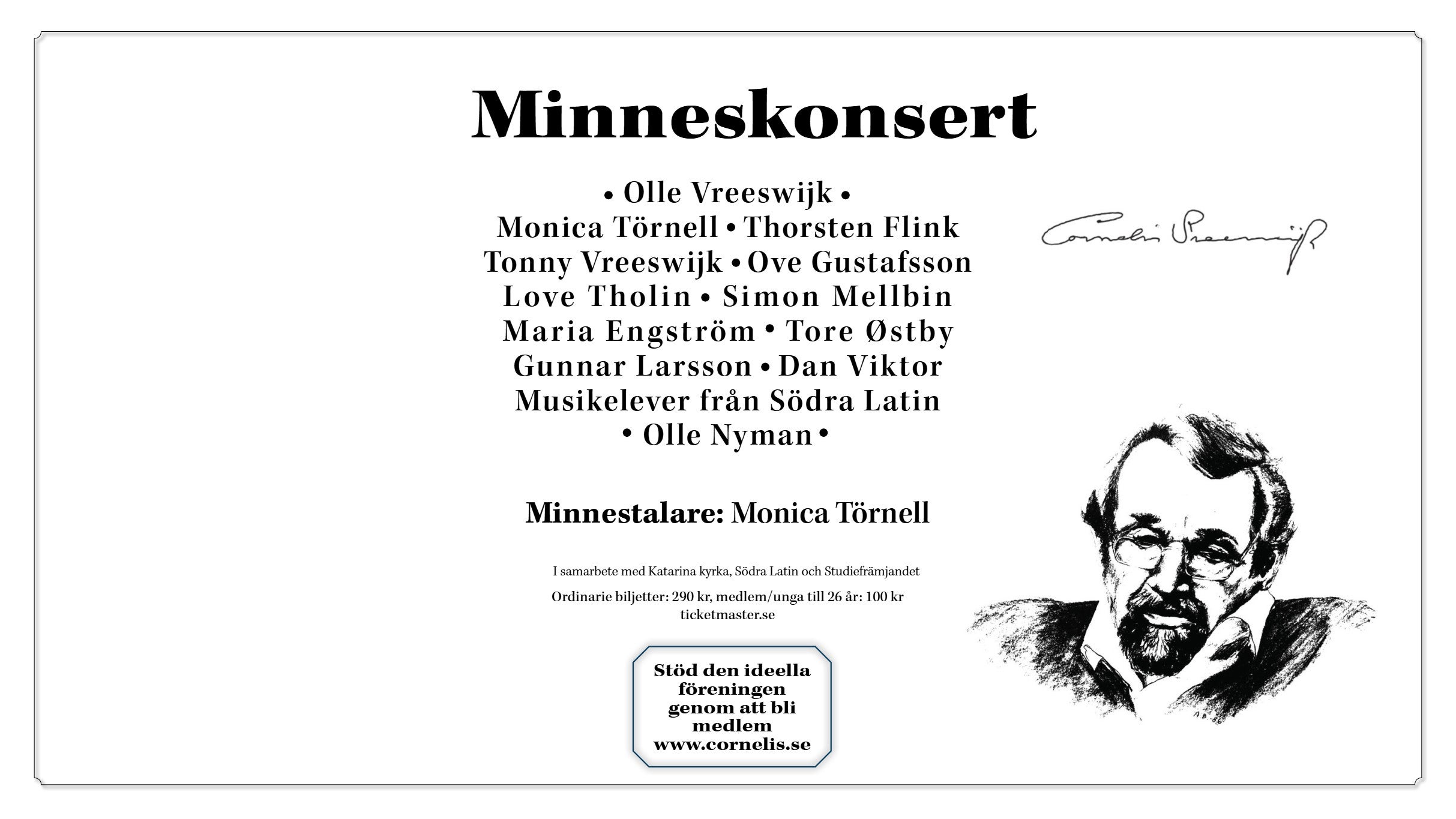 Minneskonsert i Katarina kyrka för Cornelis Vreeswijk – 2025-11-09