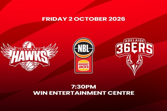 2026-27 Hungry Jacks NBL Season - Illawarra Hawks v ADELAIDE 36ERS en Wollongong Foto promocional de Hawks Members la oferta de entradas en preventa