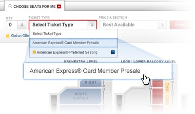 Amex platinum shop hamilton tickets